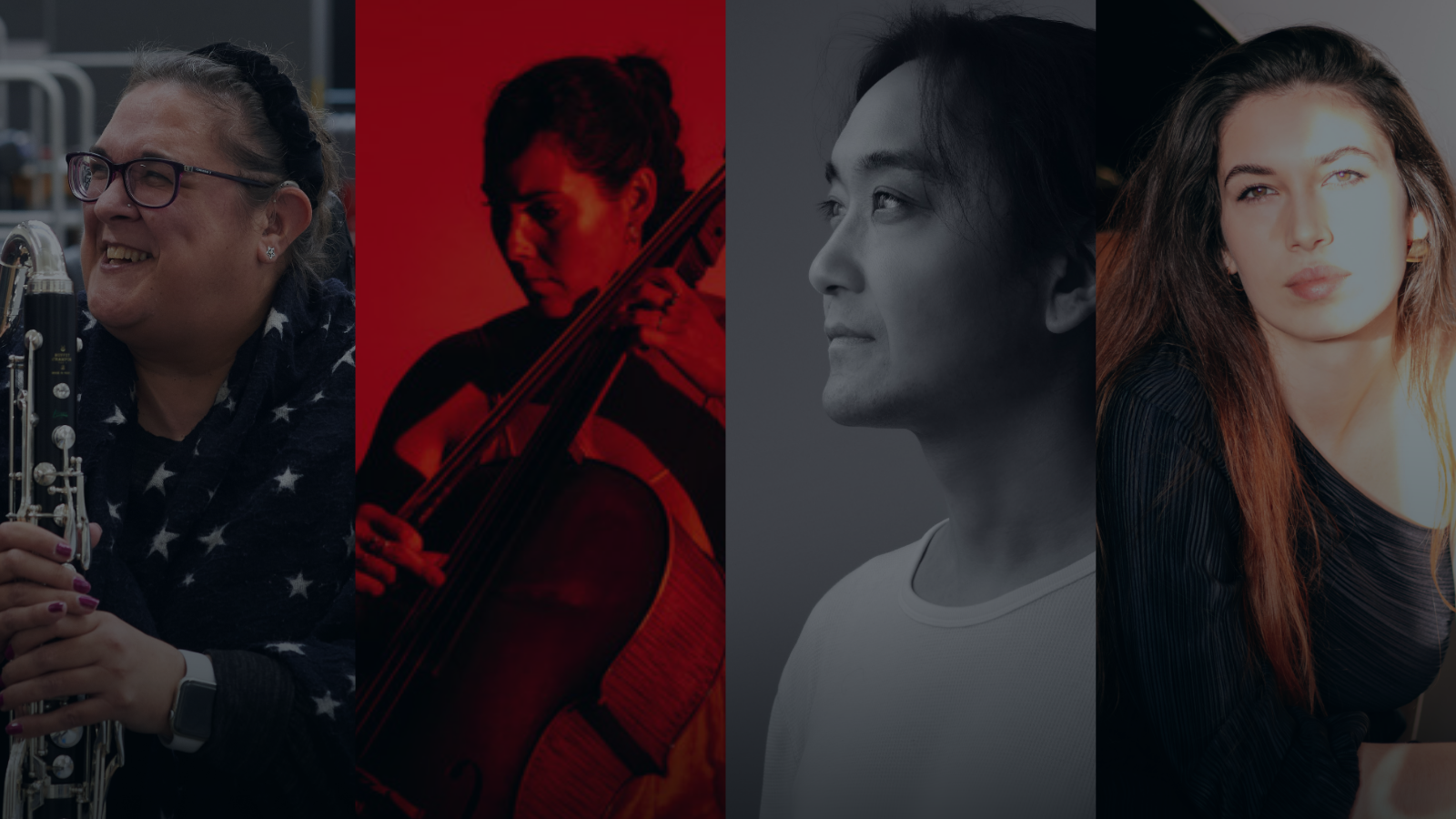 A composite image of the Recipients of Chamber Music Scotland’s Classical EDI Development Fund: Sonia Allori, Atzi Muramatsu, Anna Michels and Justyna Jablonska