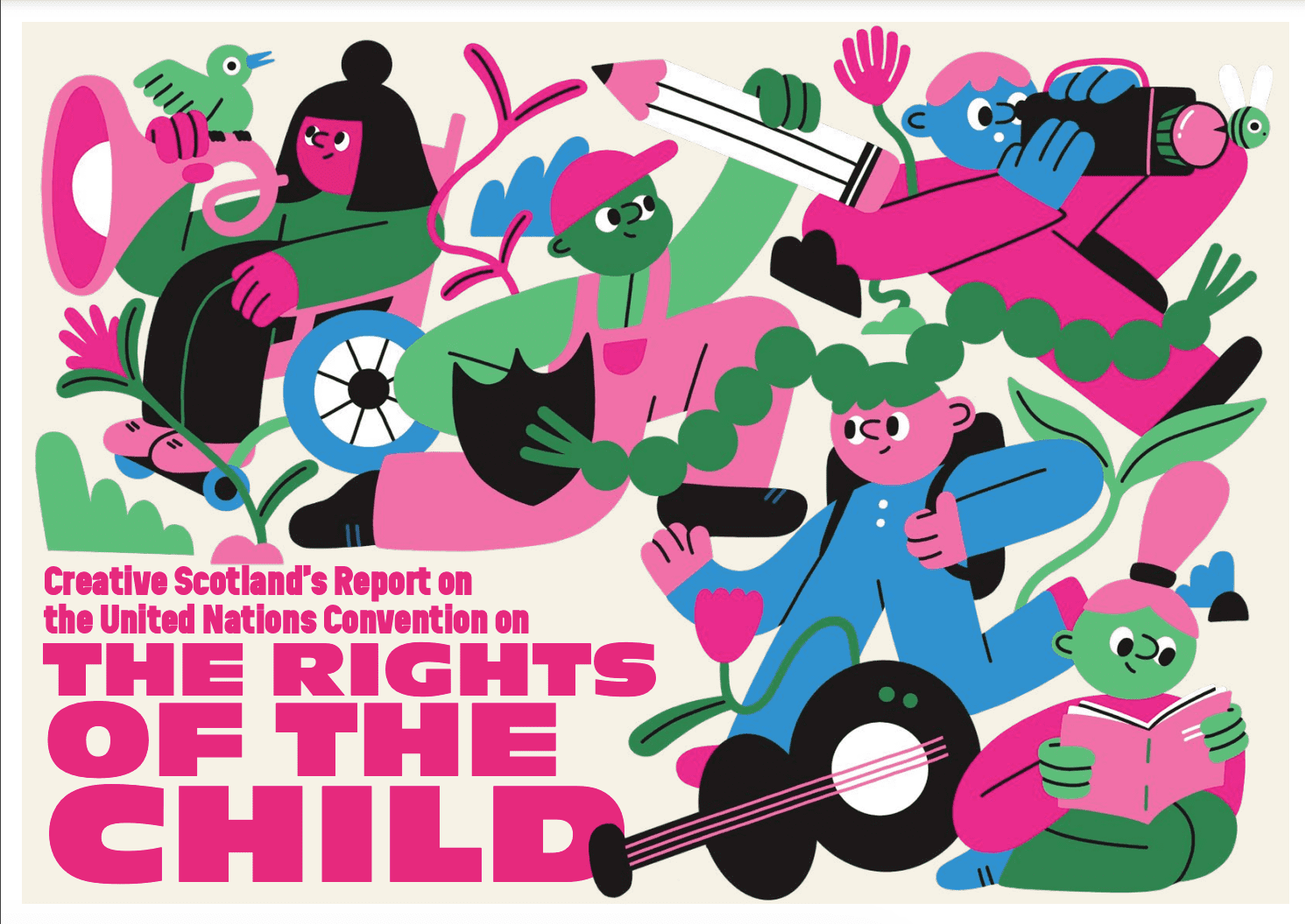 United Nations Convention on the Rights of the Child Report with colourful illustrations of children
